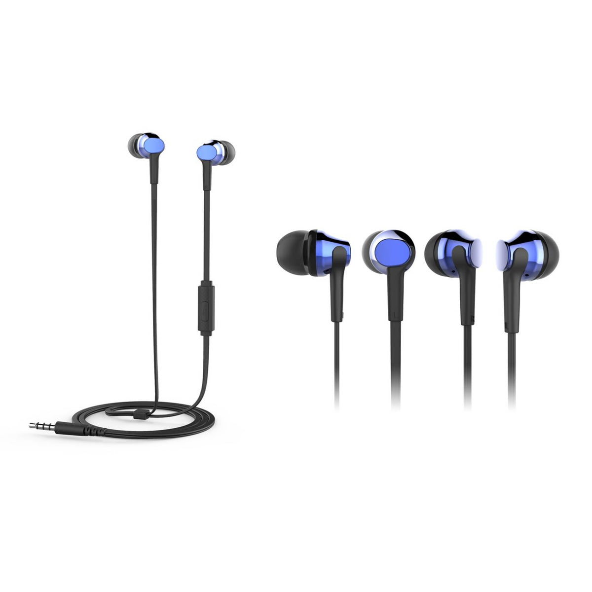 ONN metallic earphones blue with microphone (British brand)