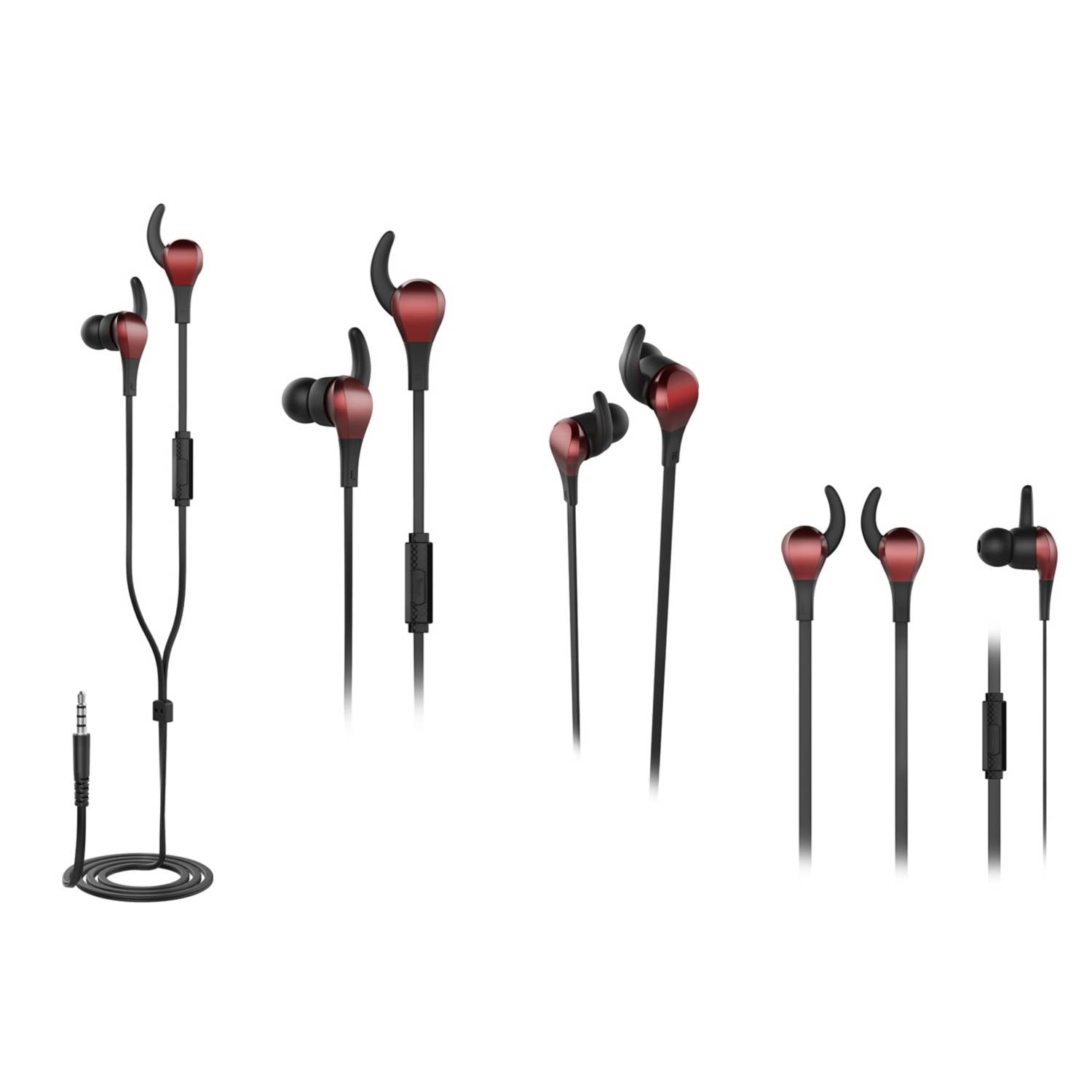 ONN secure earphones deep red 1.2m cable, UK version