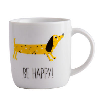 Be Happy Dog Mug featuring a dog design - British product