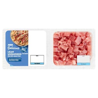 ASDA lean unsmoked diced bacon 2 x 155g - British product