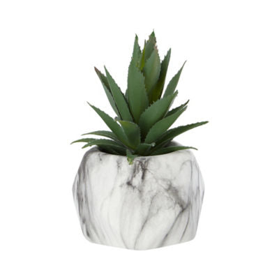 George Home pineapple marble geo pot artificial plant 15cm height, UK version