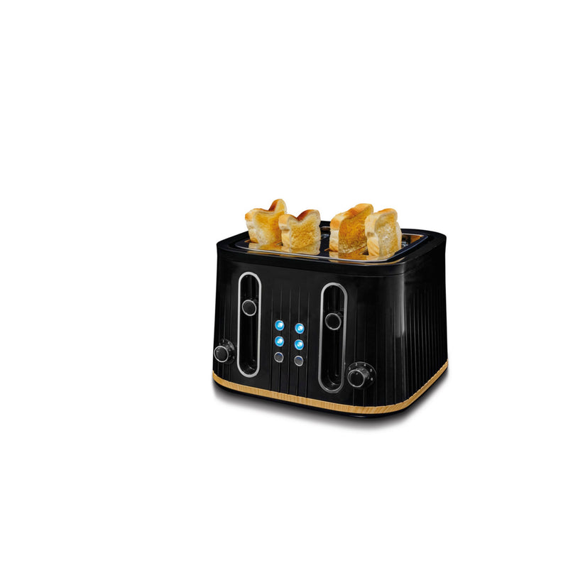 George Home Black and Wood Scandi 4 Slice Toaster, UK version