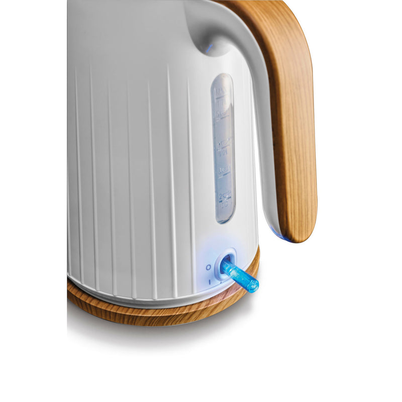 George Home white and wood textured Scandi fast boil kettle 1.7L, UK version