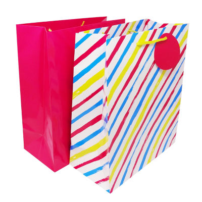 George Home Pink and Striped Large Gift Bags 2 Pack