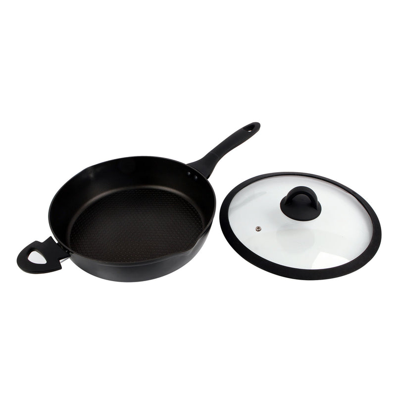 George Home black sauté pan with glass lid, imported from the UK