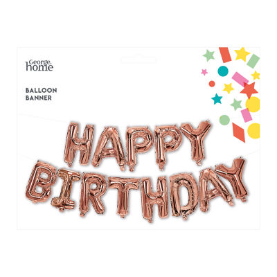 George Home Rose Gold Happy Birthday Balloon Banner
