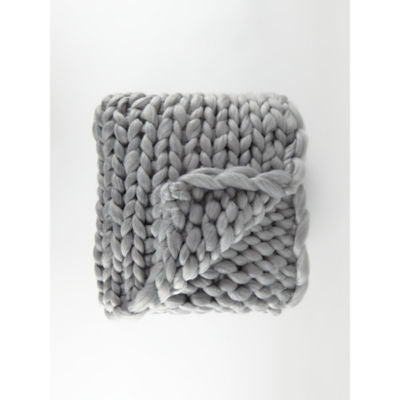 George Home grey chunky hand knitted throw 120x150cm, UK version