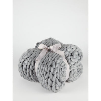 George Home grey chunky hand knitted throw 120x150cm, UK version