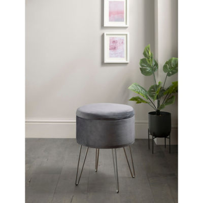 ASDA George Home Grey Velvet Storage Stool- Buy online at McGrocer
