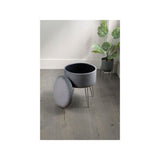 George Home grey velvet storage stool with silver legs (British brand)