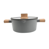 George Home grey stockpot with nonstick coating and wood effect handle, UK version