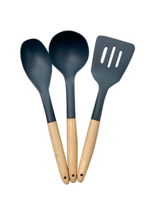 George Home Ensemble d'ustensiles en bois et nylon 3 pièces