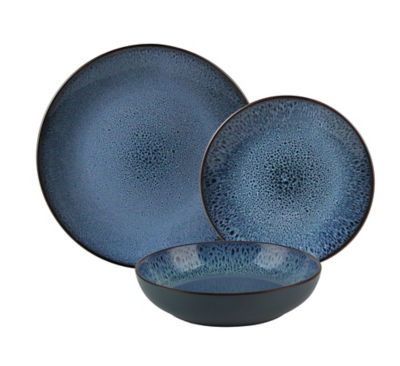 George Home blue reactive glaze dinner set 12-piece (British brand)