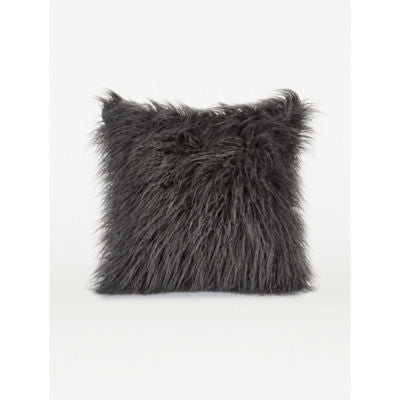 George Home charcoal Mongolian faux fur cushion, imported from the UK