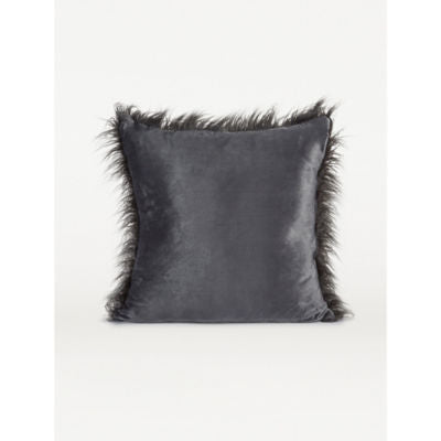 George Home charcoal Mongolian faux fur cushion, imported from the UK