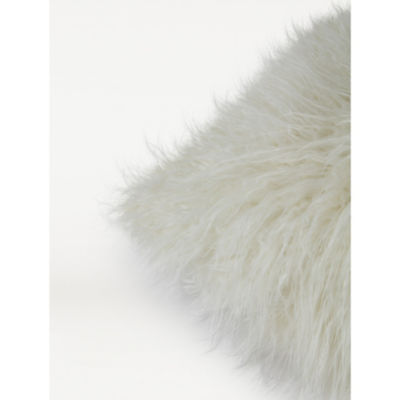George Home white Mongolian faux fur large cushion, UK version