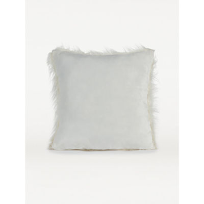 George Home white Mongolian faux fur large cushion, UK version