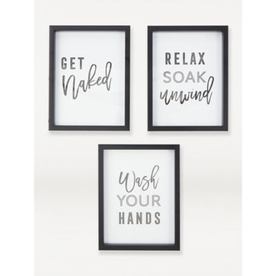 George Home Black Bathroom Slogan Framed Print 3-Pack Bathroom Wall Art