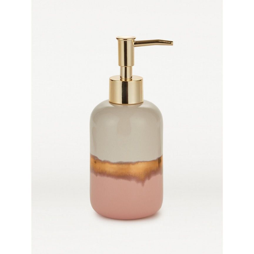 George Home Pink & Gold Reactive Glaze Soap Dispenser