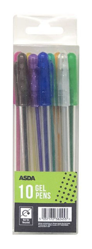 ASDA Glitter Gel Pens - 10 Pack