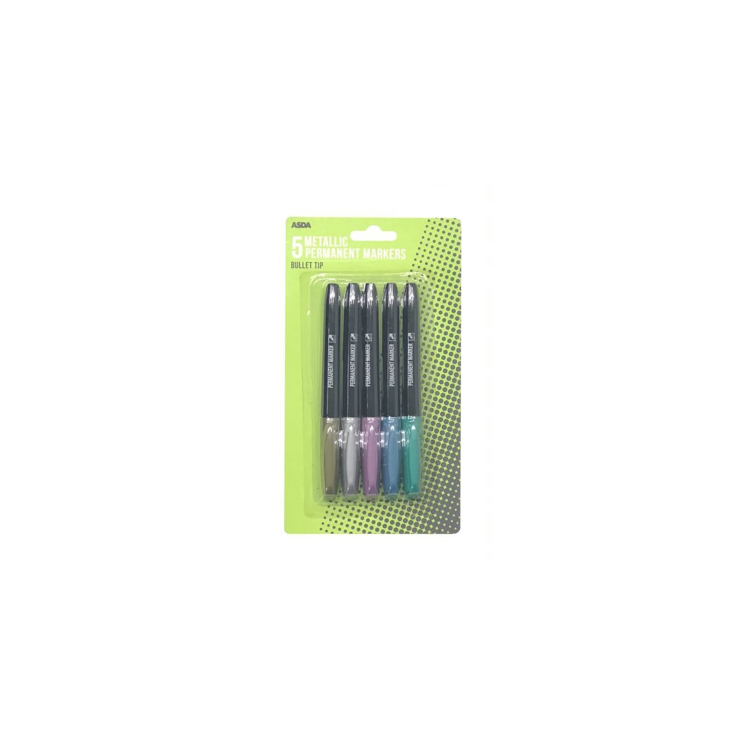 ASDA metallic permanent markers assorted colours 5 pack, UK version