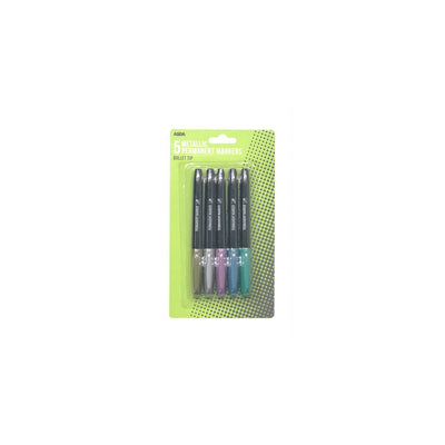 ASDA ASDA Metallic Permanent Markers - 5 Pack- Buy online at McGrocer