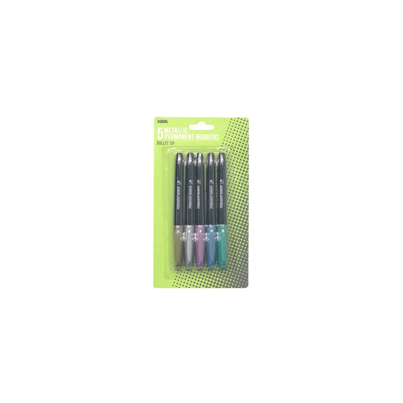 ASDA metallic permanent markers assorted colours 5 pack, UK version