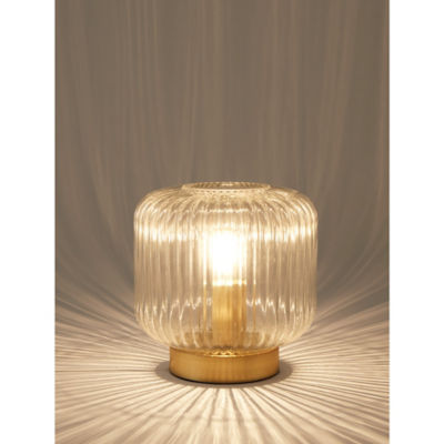 George Home clear ribbed glass lamp 23cm - British product