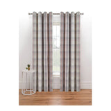George Home pink and grey woven check curtains, imported from the UK