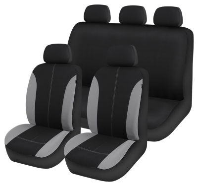 9-Piece Universal Fit Car Seat Cover Set in Black/Grey