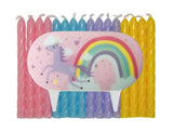 George Home unicorn birthday candles with bamboo pick, imported from the UK