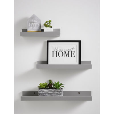 George Home grey floating picture shelf set of 3 - British product