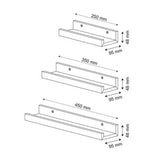 George Home grey floating picture shelf set of 3 - British product