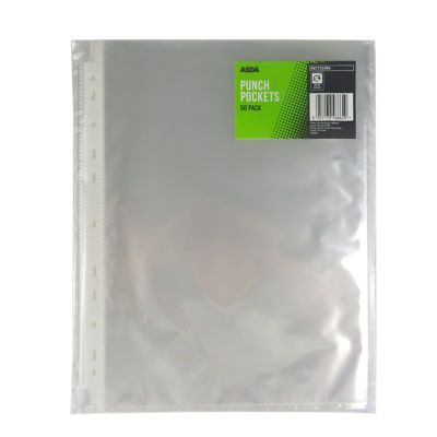 Protecteurs de documents pochettes perforées ASDA A4 Paquet de 50
