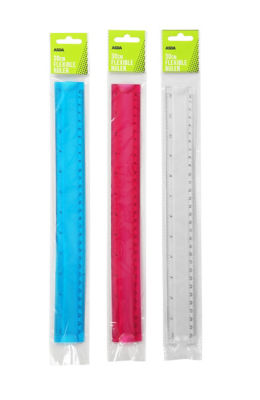 ASDA 30cm flexible ruler in assortment of 3 colours - British product