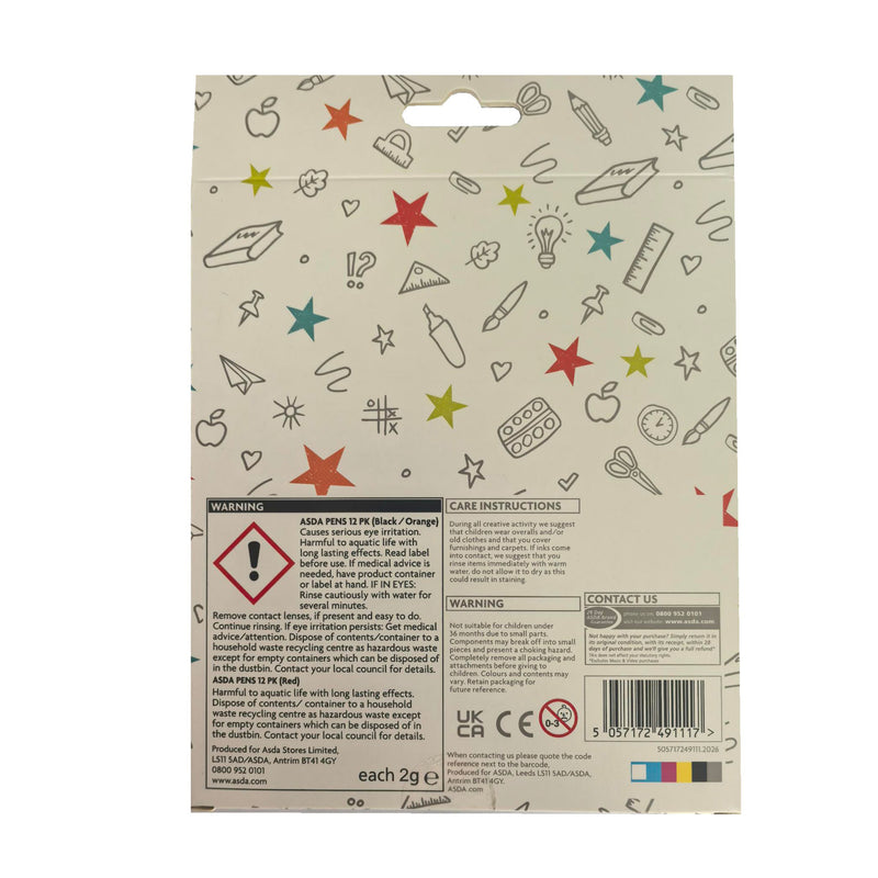 ASDA coloured markers pack of 12 - British product