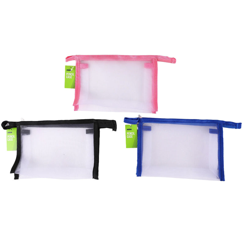 ASDA assorted colour pencil case, 21 x 15 cm - British product