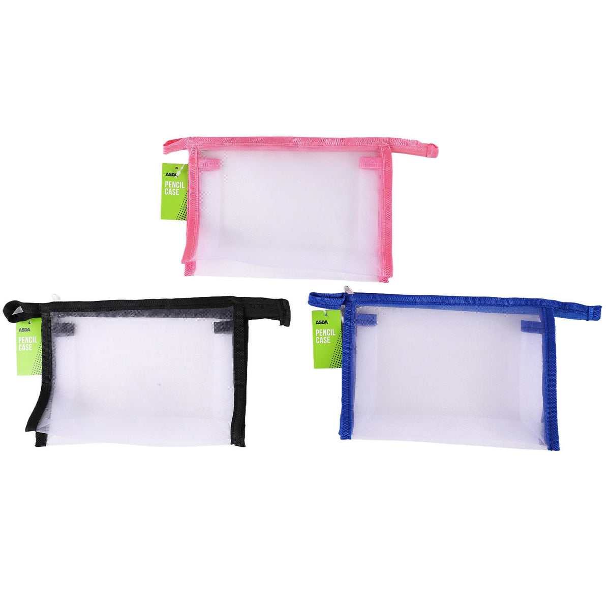 ASDA assorted colour pencil case, 21 x 15 cm - British product