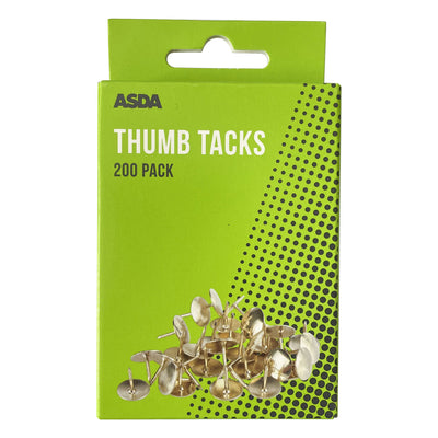 ASDA Pen & Gear Thumb Tacks Assorted Colours Push Pins 100 Pack- Buy online at McGrocer