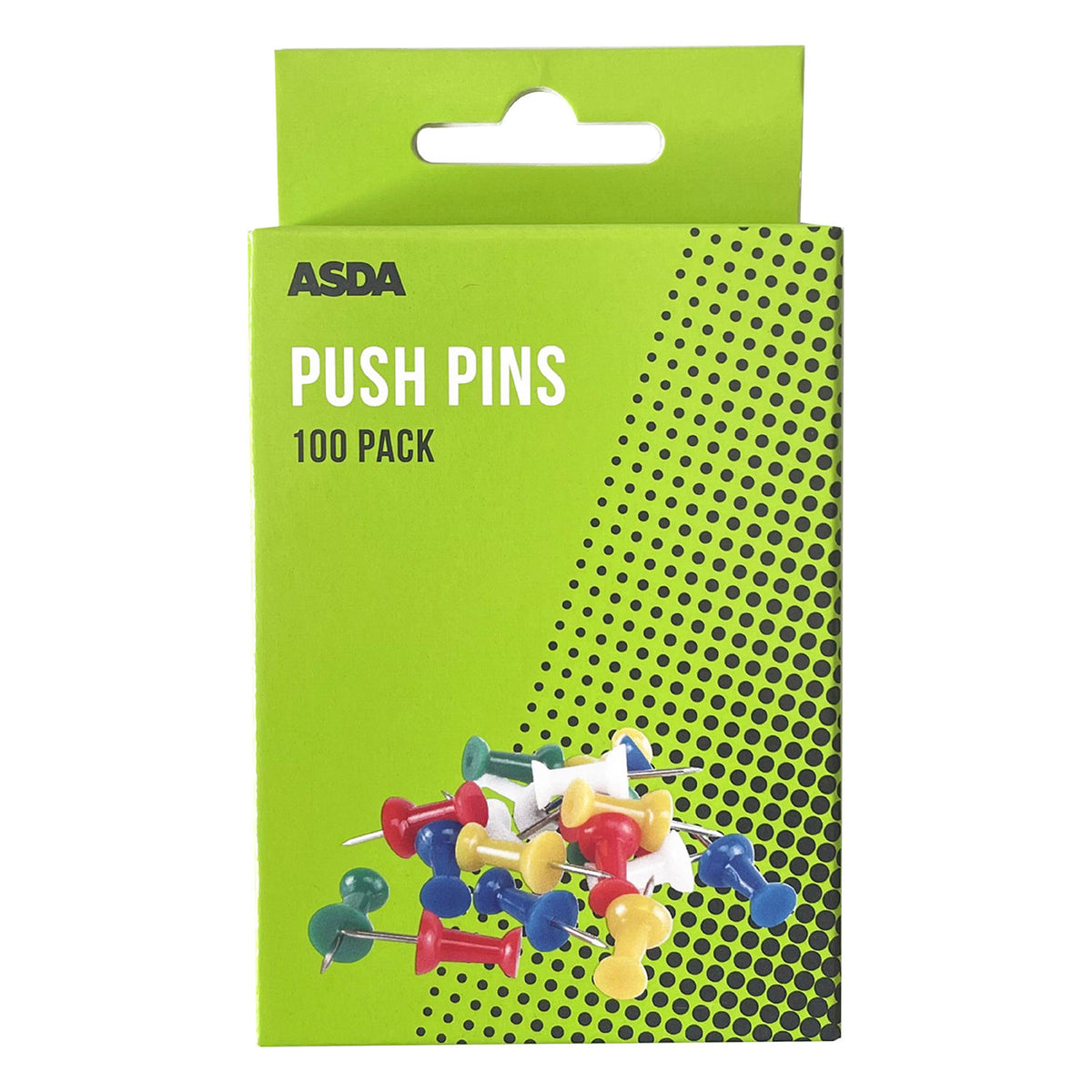 ASDA push pins 100 pack colourful heads, imported from the UK