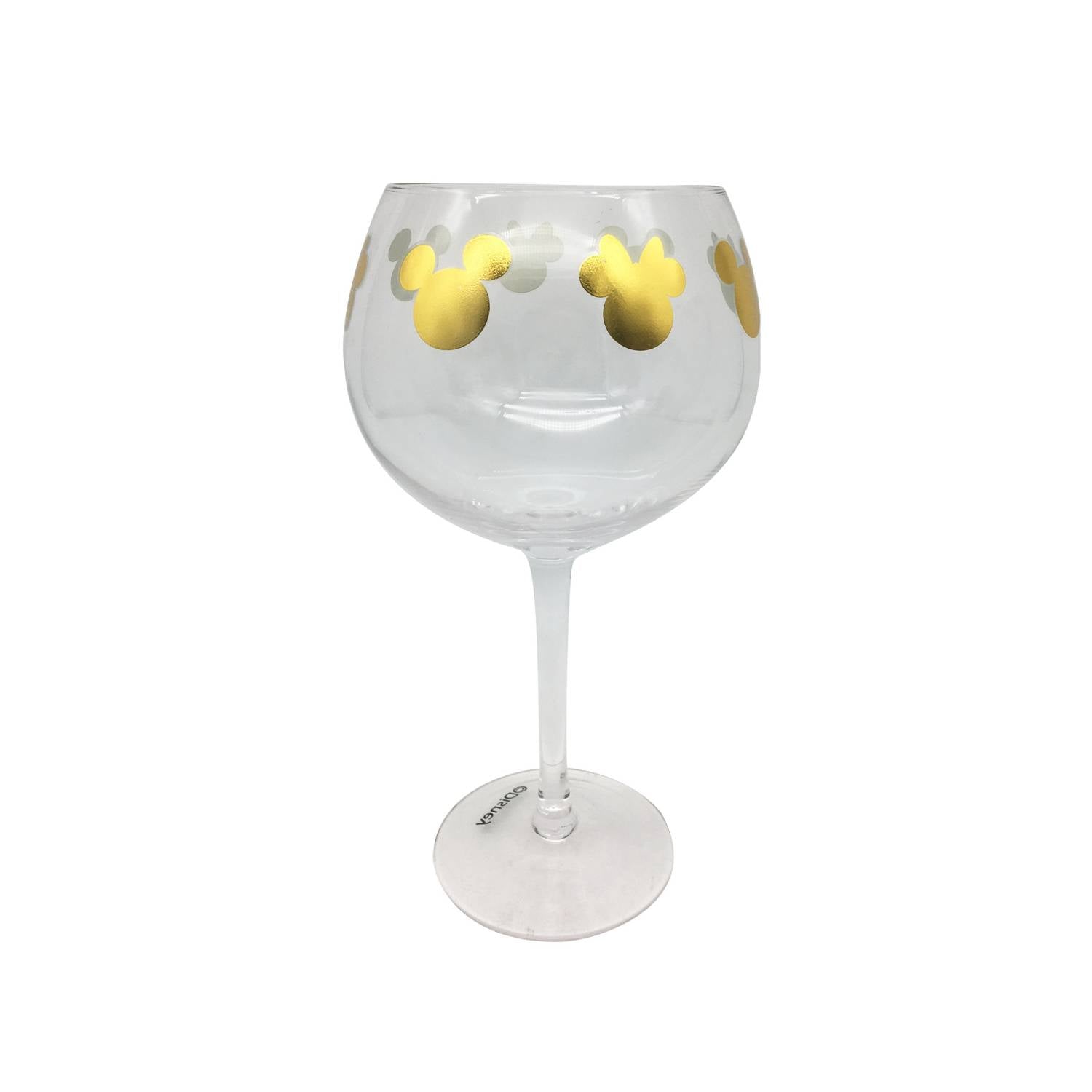 Disney Mickey Minnie gold silhouette large drinking glass - British product