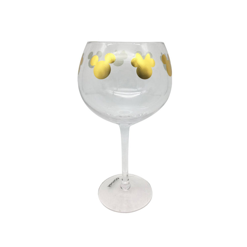 Disney Mickey Minnie gold silhouette large drinking glass - British product