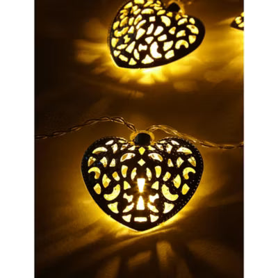 George Home silver heart string lights 10 LED, UK version