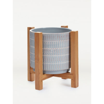 George Home ceramic planter with wooden stand, UK version