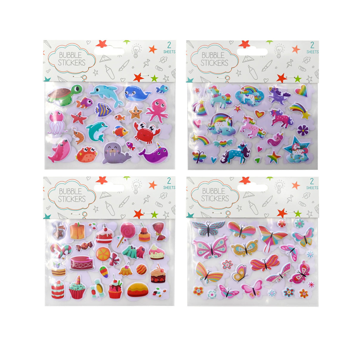 ASDA bubble stickers assorted heart bath designs - British product