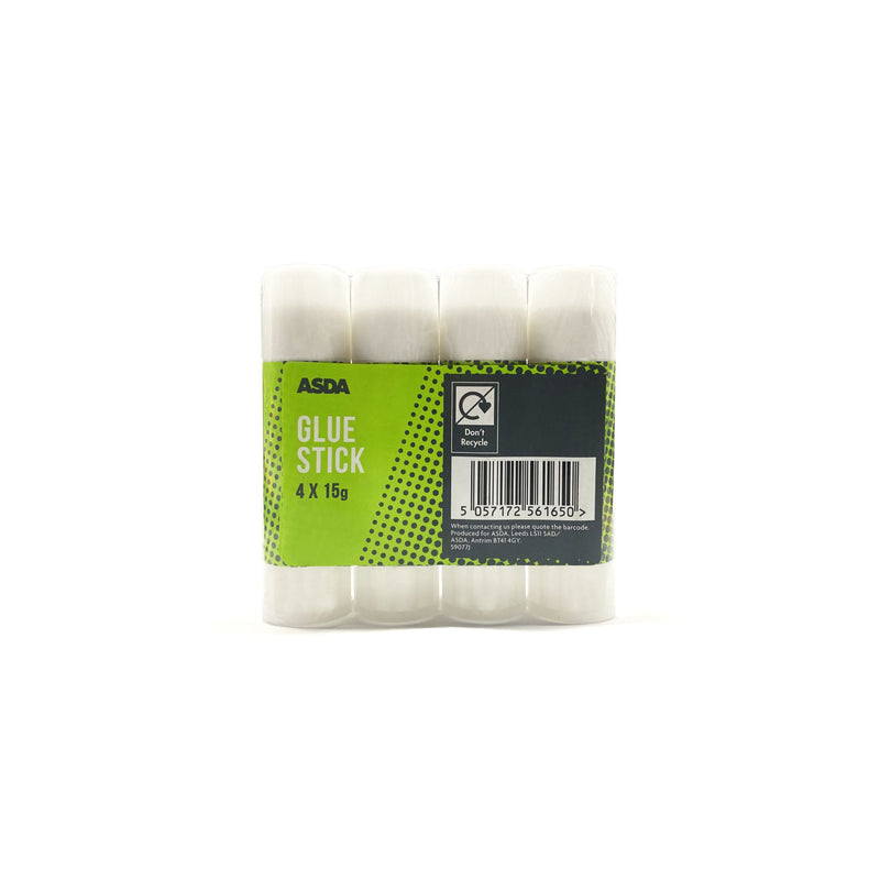 ASDA glue stick pack of 4 15g, imported from the UK