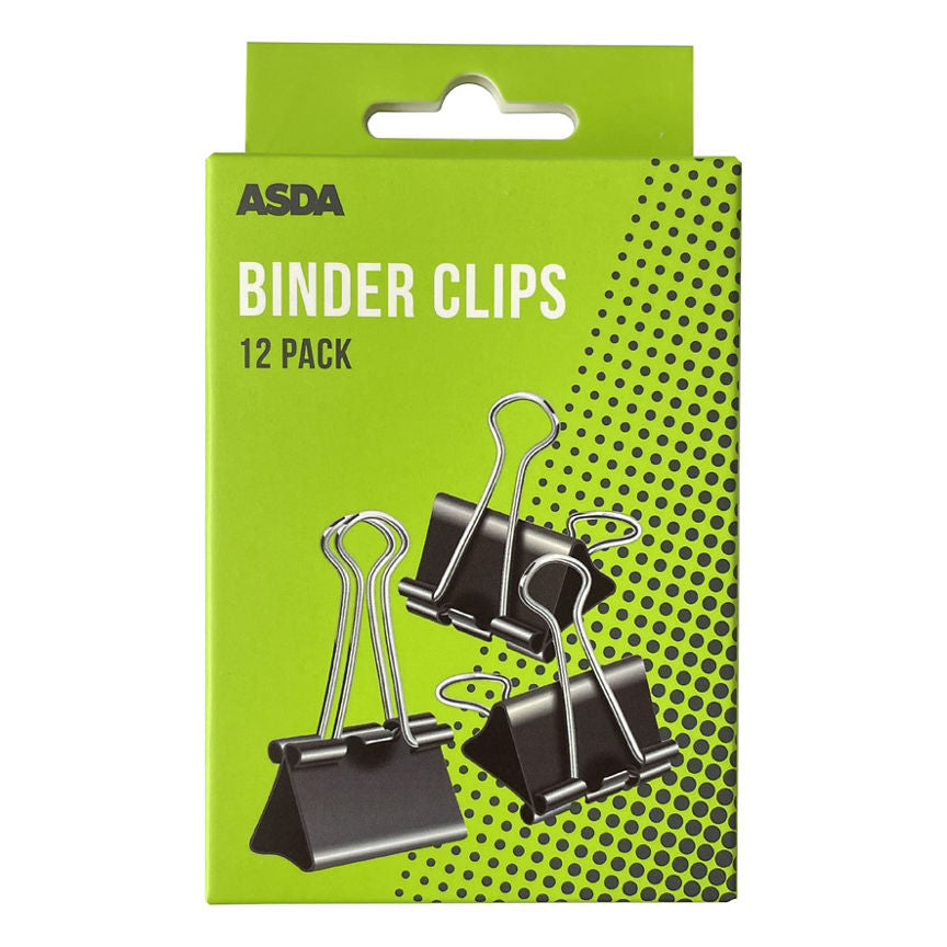 ASDA Black Binder Clips 12 Pack GOODS ASDA   