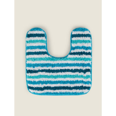 George Home turquoise and aqua stripe bath mat set, imported from the UK