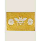 Bee and daisy yellow cotton bath mat - British product
