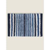 George Home blue stripe chenille bath mat, imported from the UK